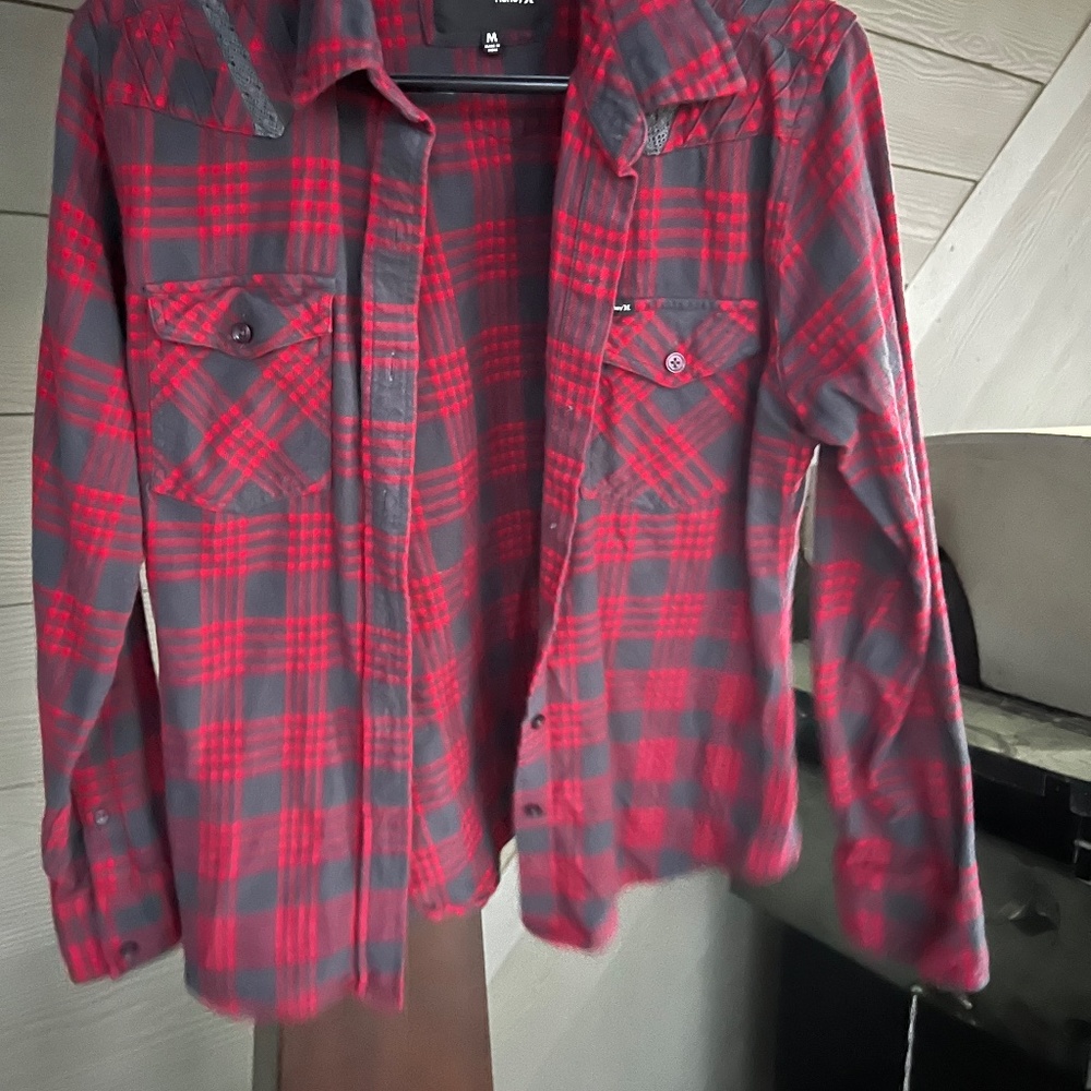 Hurley plaid button down shirt